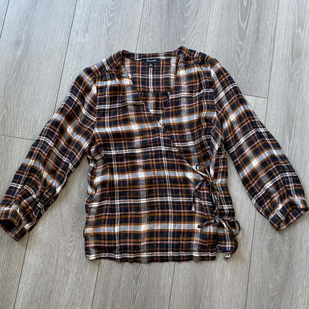 Plaid Madewell Wrap Top